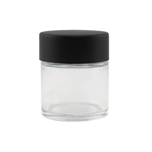 1 oz Clear Glass Jar With Matte White or Black Child Resistant Lid With Labels & Application-Glass Jars