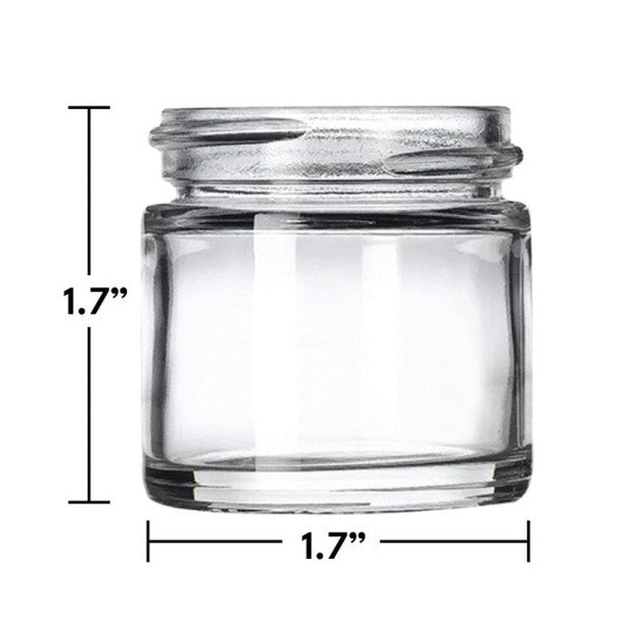 1 oz Clear Glass Straight Sided Round Jar With Smooth Black Lid - (160 - 16,000 Count)-Glass Jars-BeastBranding