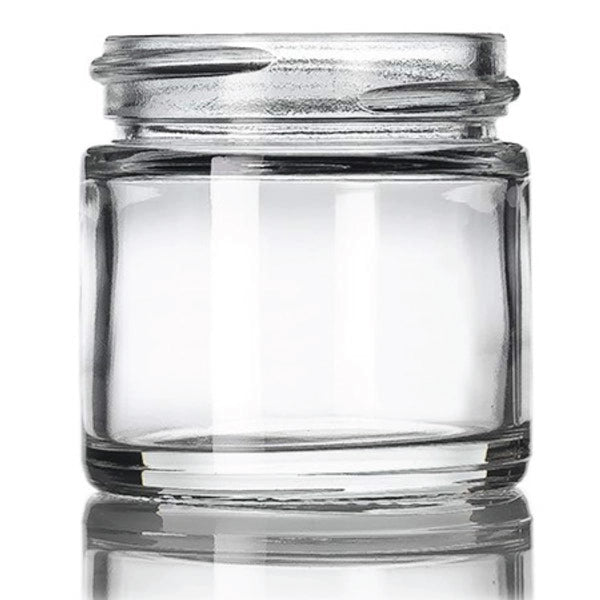 1 oz Clear Glass Straight Sided Round Jar With Smooth Black Lid - (160 - 16,000 Count)-Glass Jars-BeastBranding