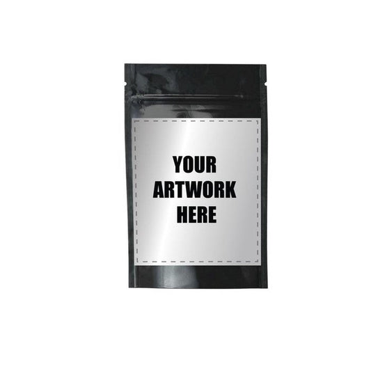 1 Oz Mylar Bag Opaque Black With Labels & Application-Mylar Smell Proof Bags