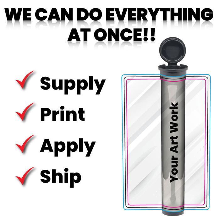 116mm Blunt Tube, with Printed Sticker and Application of sticker! Black, White or Clear Tubes-Custom Print Stickers-BeastBranding