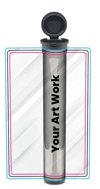 116mm Blunt Tube, with Printed Sticker and Application of sticker! Black, White or Clear Tubes-Custom Print Stickers-BeastBranding