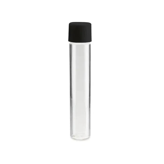 116mm Clear Glass Blunt Tube w/ Plastic Black Cap - (100 - 50,000 Count)-Joint Tubes & Blunt Tubes-BeastBranding
