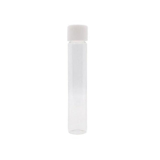 116mm Clear Glass Blunt Tube w/ Plastic White Cap - (100 - 45,000 Count)-Joint Tubes & Blunt Tubes-BeastBranding