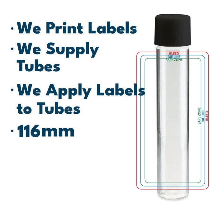 116mm Glass Tube, Printed Sticker, and Application of Sticker On Glass Tubes-Custom Print Labels-BeastBranding