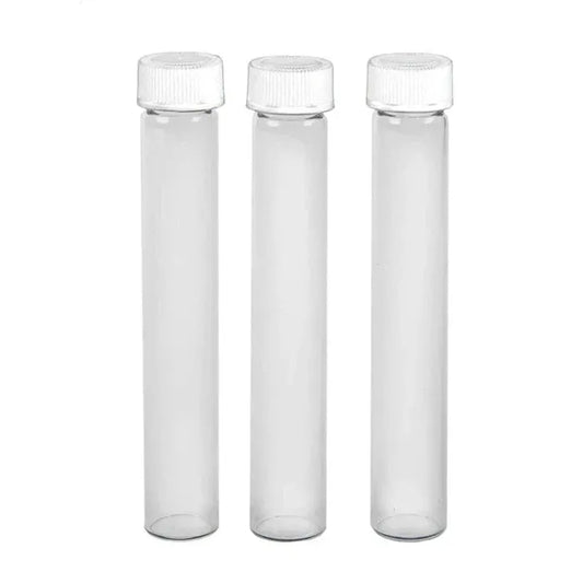 116mm Loud Lock Clear Glass Blunt Tube w/ Plastic White Cap ON TUBE - (250 Count)-Joint Tubes & Blunt Tubes-BeastBranding