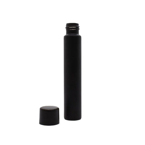 116mm Opaque Matte Black Glass Tube w/ Plastic Black Child Resistant Cap - (100 - 45,000 Count)-Tubes-BeastBranding