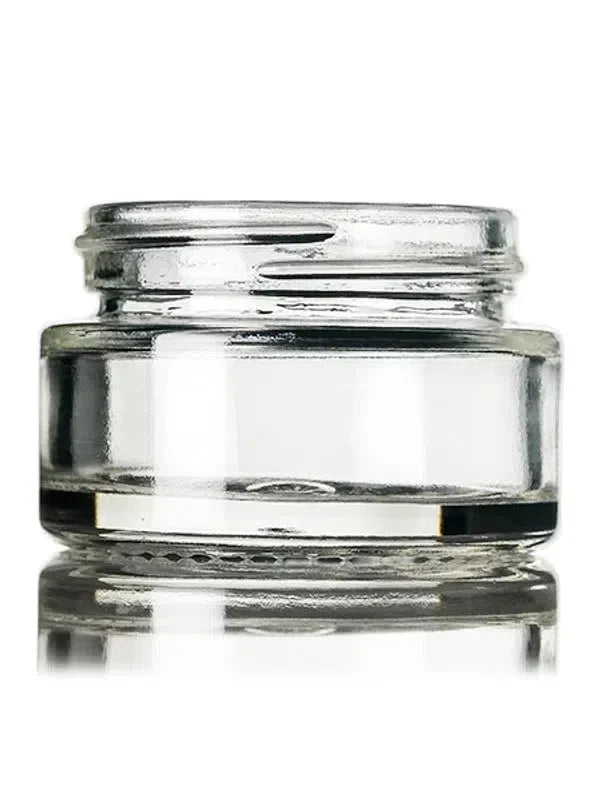 1/2oz 15 mL Clear Glass Low-Profile Jar with Black Lid - (280 - 28,000 Count)-Glass Jars