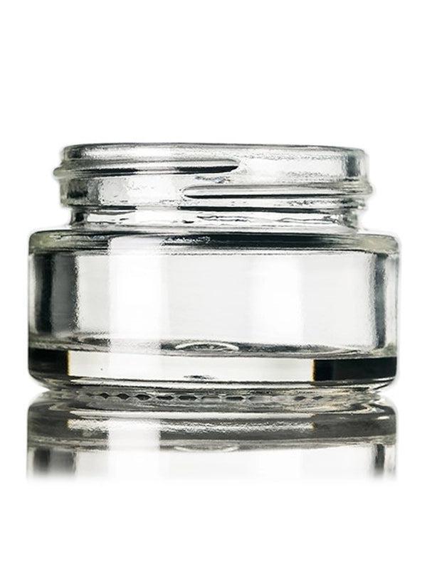 1/2oz 15 mL Clear Glass Low-Profile Jar with White Lid - (280 - 28,000 Count)-Glass Jars