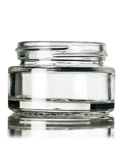 1/2oz 15 mL Clear Glass Low-Profile Jar with White Lid - (280 - 28,000 Count)-Glass Jars