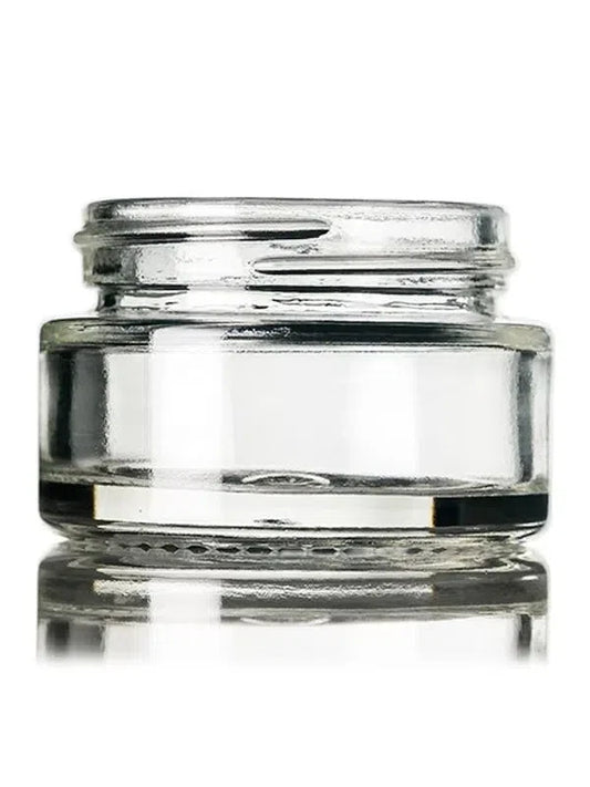 1/2oz Clear Glass Low-Profile Jar with Black Lid - (280 - 28,000 Count)-Glass Jars-BeastBranding