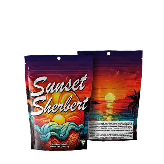 1/8 Oz Pre-Designed Strain Bag Sunset Sherbert Mylar Bag 3.5g-Mylar Smell Proof Bags-BeastBranding