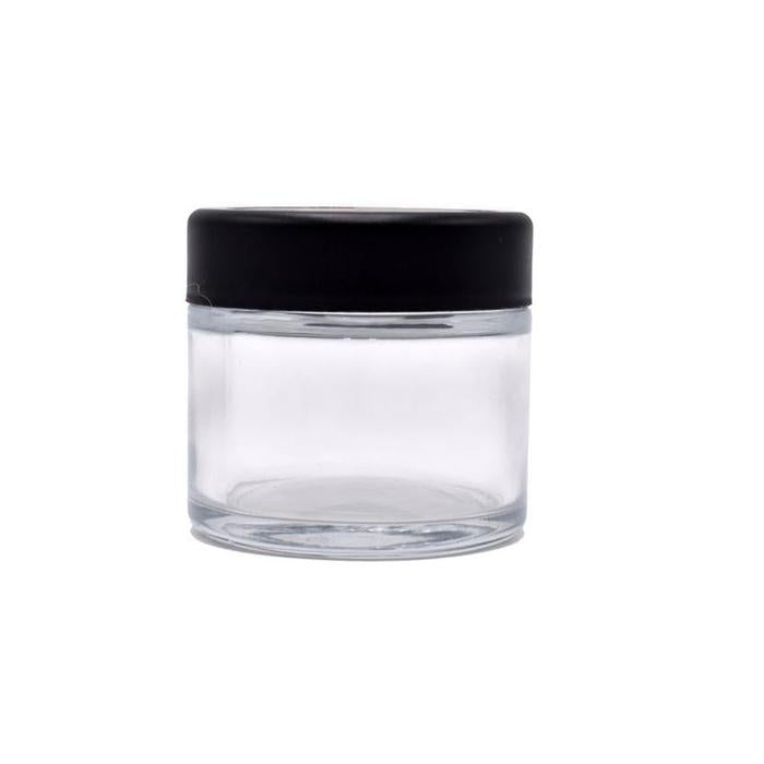 2oz Clear Glass Jar - Black Child Resistant Lids - (200 Count Per Case)-Glass Jars-BeastBranding