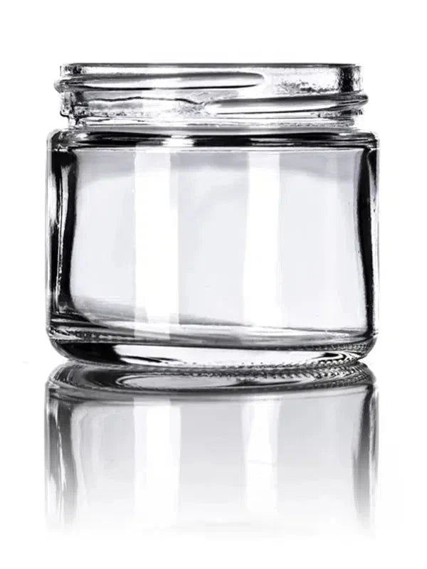 2oz Clear Glass Straight-Sided Jar - White Smooth or Black Smooth Lids - (Various Counts)-Glass Jars-BeastBranding