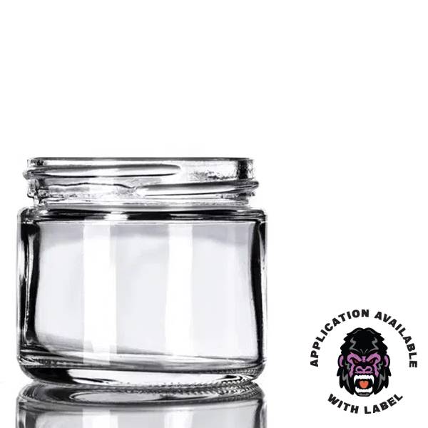 2oz Clear Glass Straight-Sided Jar - White Smooth or Black Smooth Lids - (Various Counts)-Glass Jars-BeastBranding