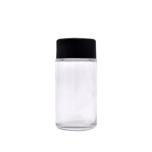 2oz/45ml Clear Glass Blunt Jar w/ Plastic Child Proof Black Cap - (240 Count)-Joint Tubes & Blunt Tubes-BeastBranding