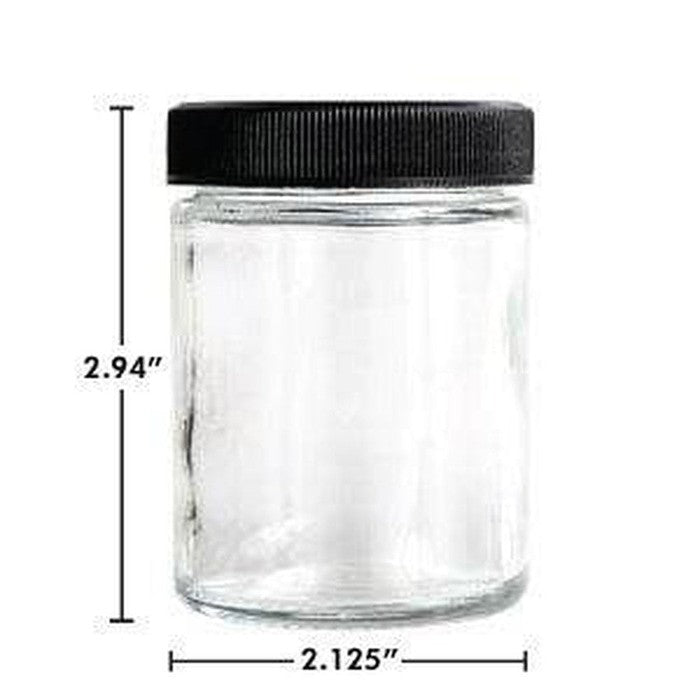 4oz Clear Glass Jar Screw Top And Black Lids With Labels & Application-Glass Jars-BeastBranding