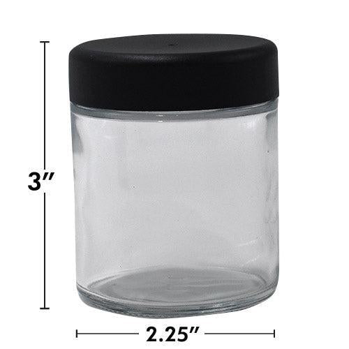 4oz Extra Wide Clear Glass Jar with Black Child-Proof Cap (24 Count Case)-Glass Jars-BeastBranding