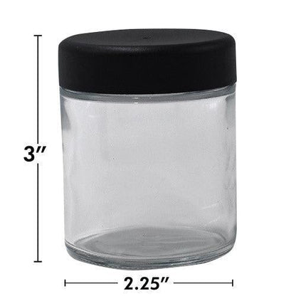 4oz Extra Wide Clear Glass Jar with Black Child-Proof Cap (24 Count Case)-Glass Jars-BeastBranding