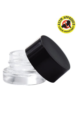 5 mL Glass Container With Black or White Cap - Child Safe (126 - 25,200 Count)-Low Profile Jars-BeastBranding