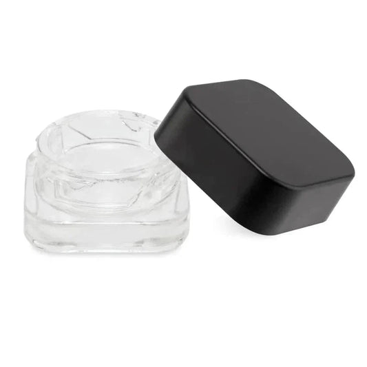 5ml Square Clear Square Glass Jar With Black Or White Lid - (250 Count)-Concentrate Containers and Accessories-BeastBranding