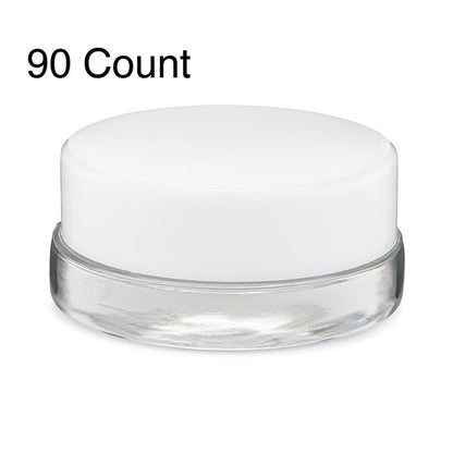 7ml Clear Glass Low-Profile Container - Black or White Cap (90 - 22,500 Count)-Low Profile Jars-BeastBranding