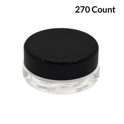 7ml Clear Glass Low-Profile Container - Black or White Cap (90 - 22,500 Count)-Low Profile Jars-BeastBranding