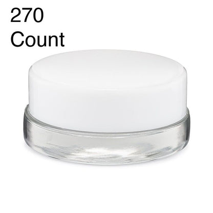 7ml Clear Glass Low-Profile Container - Black or White Cap (90 - 22,500 Count)-Low Profile Jars-BeastBranding