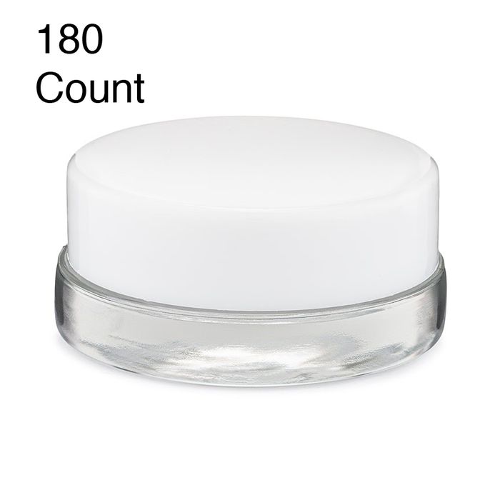 7ml Clear Glass Low-Profile Container - Black or White Cap (90 - 22,500 Count)-Low Profile Jars-BeastBranding