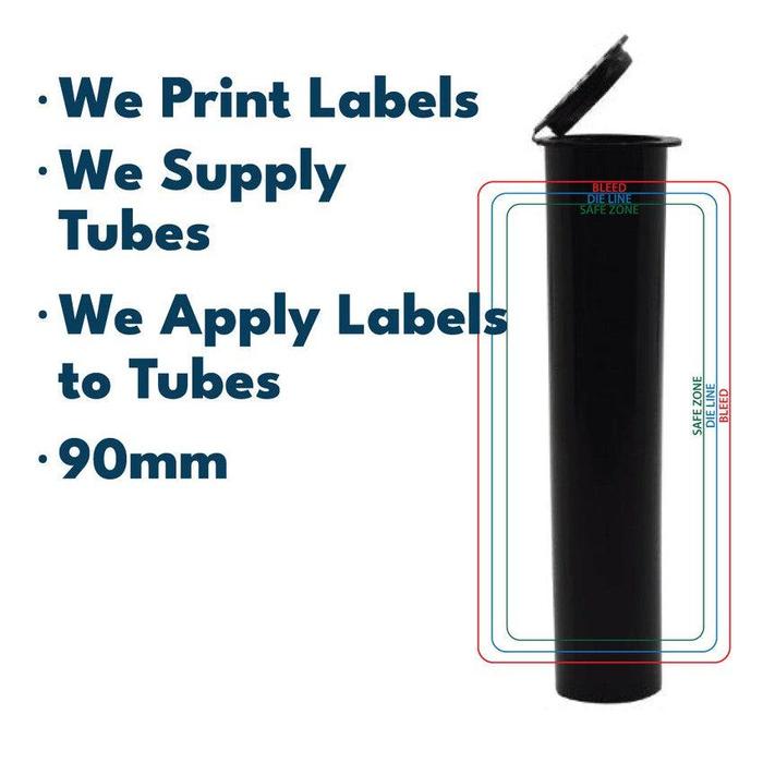 90mm or 116mm Tube with Label Applied-Custom Print Stickers-BeastBranding
