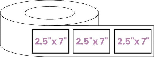 Blank Roll 2.5" x 7" Rectangle White Gloss Premium BOPP Labels-Prescription Labels & State Compliant Labels-BeastBranding