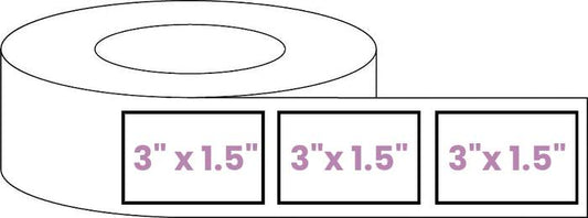 Blank Roll 3" x 1.5" Rectangle White Gloss Premium BOPP Labels-Prescription Labels & State Compliant Labels-BeastBranding