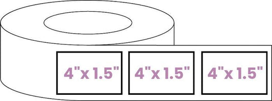 Blank Roll 4" x 1.5" Rectangle White Gloss Premium BOPP Labels-Prescription Labels & State Compliant Labels-BeastBranding