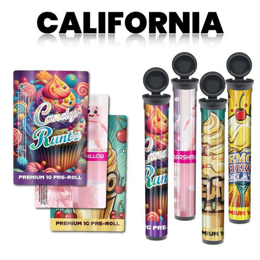 California Pre-Designed Strain 116mm Black Blunt Tube, with Strain Sticker Applied!-Custom Print Stickers-BeastBranding