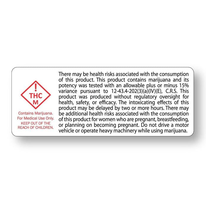 Colorado "THC" "Contains M* Keep Away From Children 3" x 1" inch (1000 Count Roll)-Prescription Labels & State Compliant Labels-BeastBranding