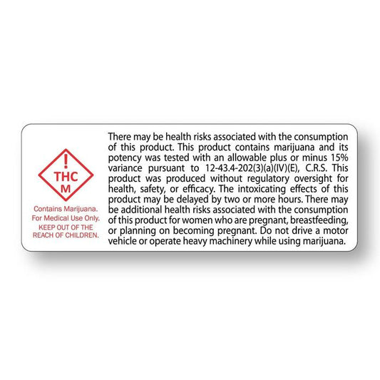 Colorado "THC" "Contains M* Keep Away From Children 3" x 1" inch (1000 Count Roll)-Prescription Labels & State Compliant Labels-BeastBranding