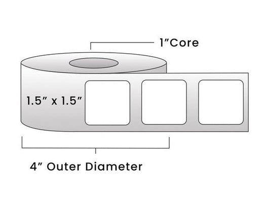 Direct Thermal Labels - Metrc Label - 1.5" x 1.5" - 1" Core / 4" Outer Diameter - (950 Labels Per Roll)-Stock Labels-BeastBranding