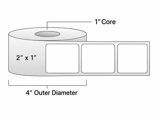 Direct Thermal Labels - Metrc Label - 2" x 1" - 1" Core / 4" Outer Diameter - (1340 Labels Per Roll)-Stock Labels-BeastBranding