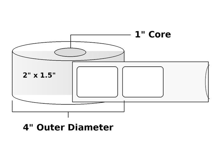 Direct Thermal Labels - Metrc Label - 2" x 1.5" - 1" Core / 4" Outer Diameter - (950 Labels Per Roll)-Stock Labels-BeastBranding