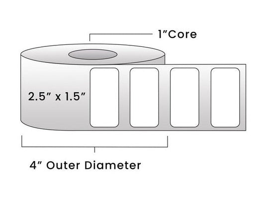 Direct Thermal Labels - Metrc Label - 2.5" x 1.5" - 1" Core / 4" Outer Diameter - (950 Labels Per Roll)-Stock Labels-BeastBranding