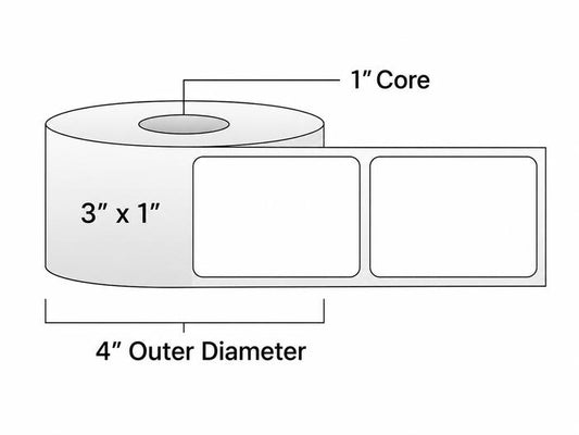 Direct Thermal Labels - Metrc label - 3" x 1" - 1" Core / 4" Outer Diameter - (1,375 Labels Per Roll)-Stock Labels-BeastBranding