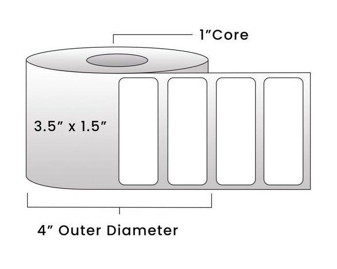 Direct Thermal Labels - Metrc Label - 3.5" x 1.5" - 1" Core / 4" Outer Diameter - (950 Labels Per Roll)-Stock Labels-BeastBranding