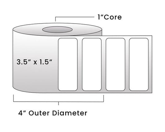 Direct Thermal Labels - Metrc Label - 3.5" x 1.5" - 1" Core / 4" Outer Diameter - (950 Labels Per Roll)-Stock Labels-BeastBranding