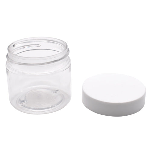 MASTER-STOCK 2 oz Clear PET Straight Sided Plastic Jar (White Lid)-Glass Jars-BeastBranding