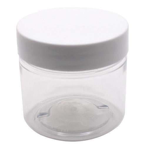 MASTER-STOCK 2 oz Clear PET Straight Sided Plastic Jar (White Lid)-Glass Jars-BeastBranding