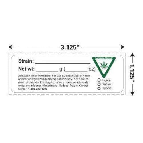 Michigan Strain & Net Wt. Label 1" x 3" Inch 1000 Count-Prescription Labels & State Compliant Labels-BeastBranding