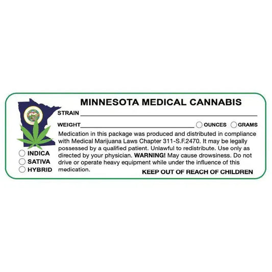 Minnesota "Canna Strain & Weight Label" 1" x 3" Inch 1000 Count-Prescription Labels & State Compliant Labels-BeastBranding