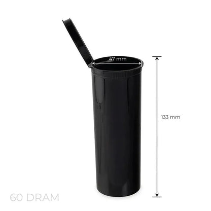 MJ 60 Dram Pop Top Vial - 1/2 Oz - Child Resistant - Vials With Labels & Application - (75 Count Per Box)-Pop Top Vials-BeastBranding