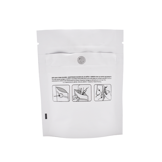Mylar Bag DymaPak Child Resistant CR White Mylar Bag - Opaque 1 Gram (100, 500, or 1,000 Count)-Mylar Smell Proof Bags