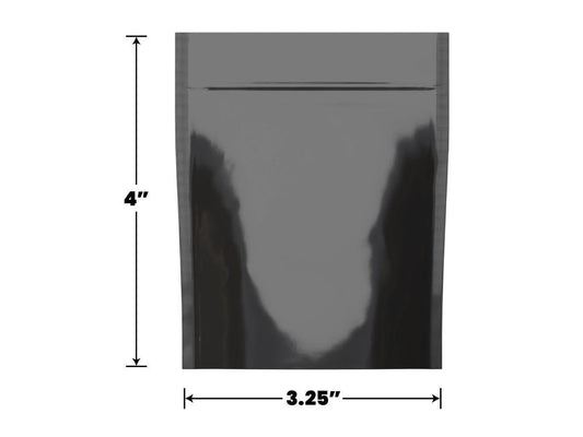 Mylar Bag Opaque Black - 1 Gram - 3.25" x 4" - (100 to 50,000 Count)-Mylar Smell Proof Bags